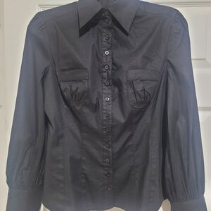 Bebe black long sleeve button-down blouse sz L